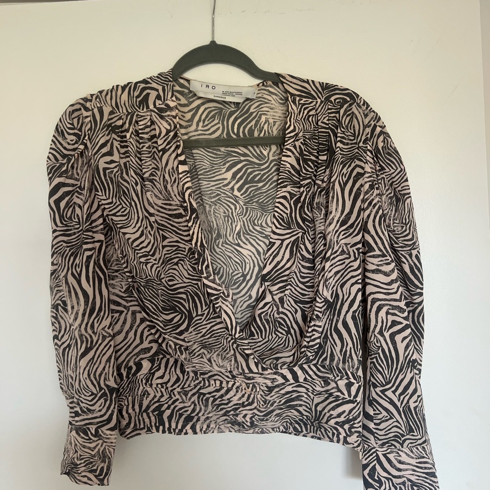 IRO Black and Cream Zebra Print Blouse